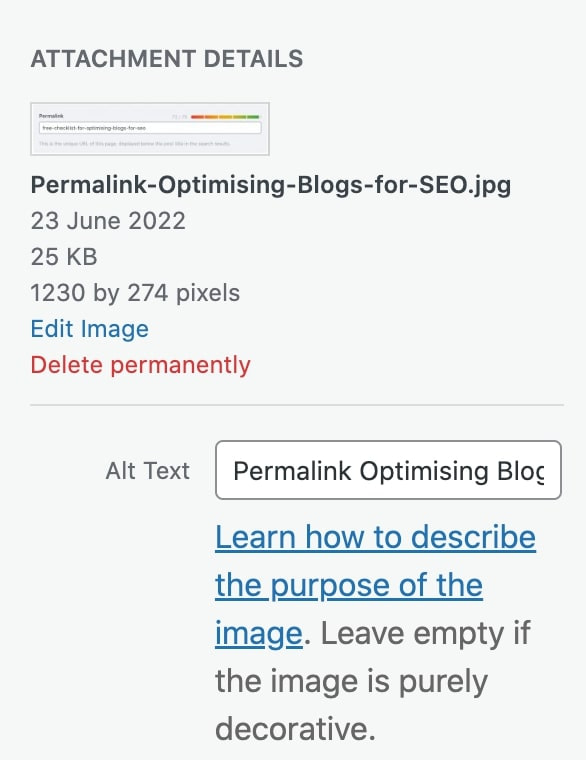 Image Alt Text Example For Optimising Blogs for SEO
