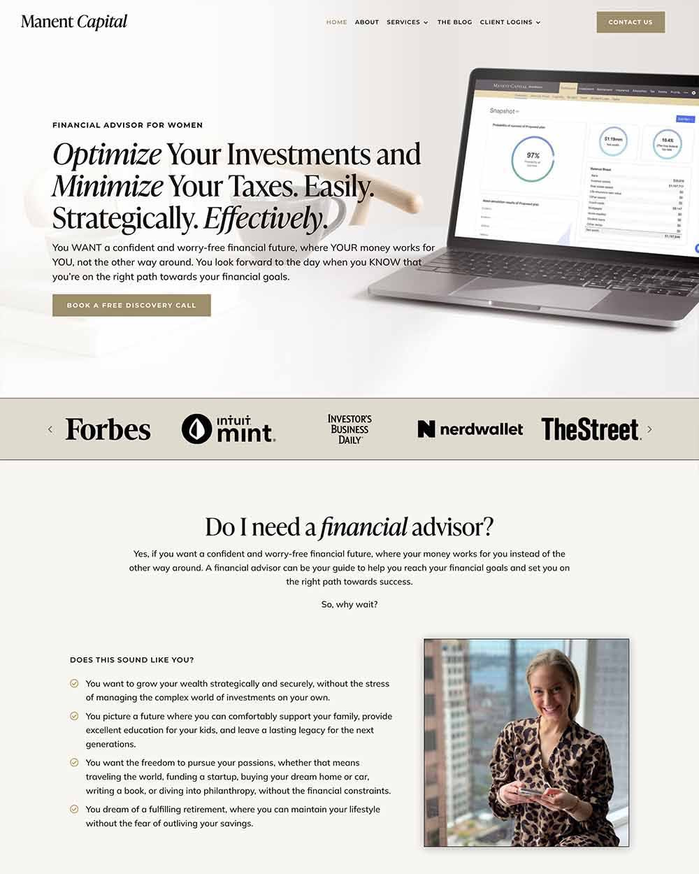 Manent Capital Financial Advisor For Women After Website Design